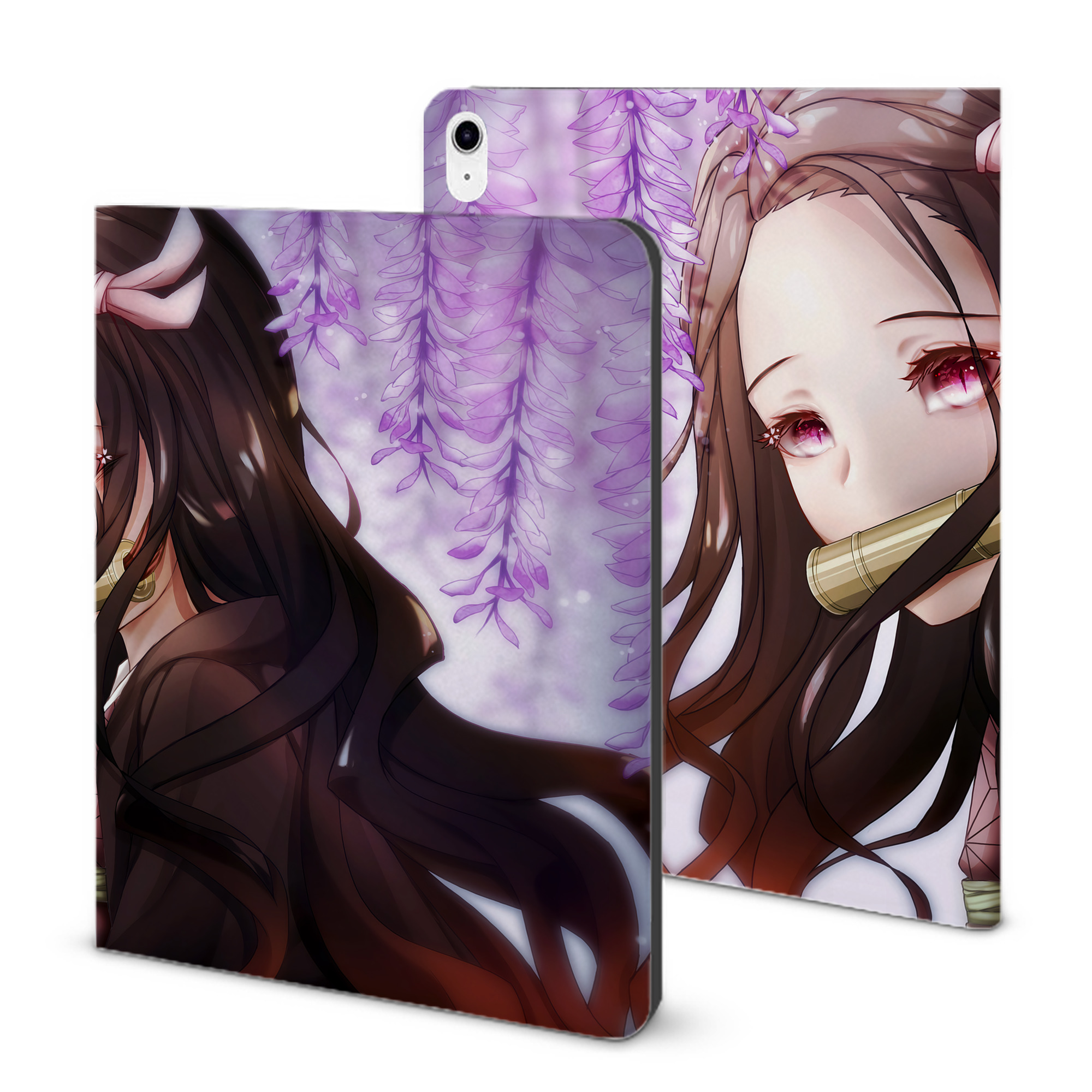 （画像用） 鬼滅の刃（きめつのやいば）竈門 禰󠄀豆子／かまど ねずこ Kamado Nezuko IPad ケース ブック型 PUレザー TPU 耐衝撃 軽量 薄型 ペン収納なし 全面保護 IPad 各モデル対応